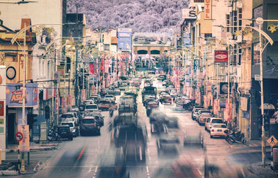 High angle view of city street