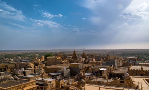 High angle view of buildings in city