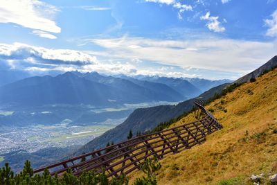 Scenic view of mountains against sky