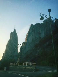 View of road along buildings