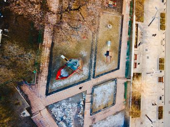 High angle view of graffiti on wall