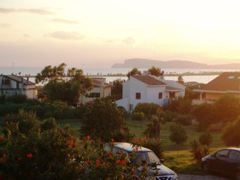 Houses at sunset