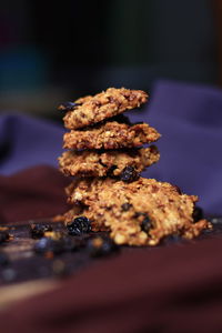Close-up of cookies on table