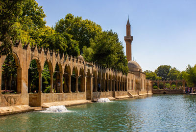 Lake with mosque in the far