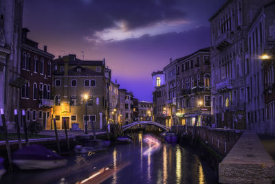 View of venice city lit up at night