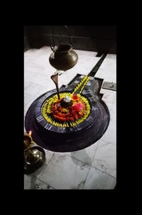 High angle view of food on table