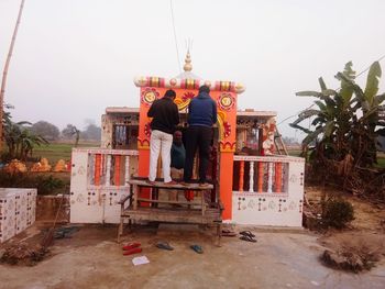 Exterior of temple against clear sky