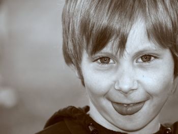 Close-up portrait of smiling boy