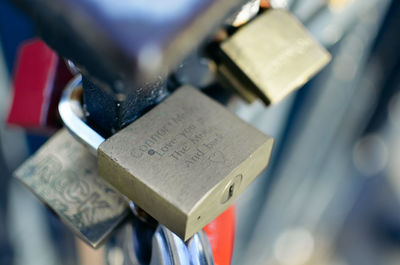 Close-up of love padlocks