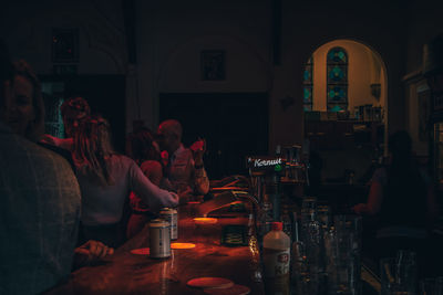 People sitting in temple