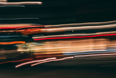 Light trails on road at night