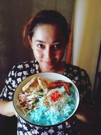 Portrait of girl in bowl