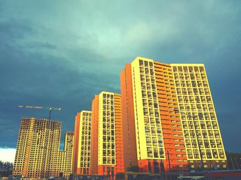 Low angle view of skyscraper against sky