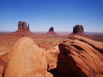 Scenic view of desert against clear sky