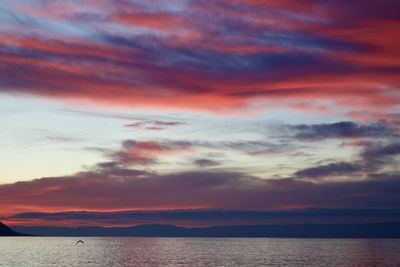 Scenic view of sea against dramatic sky