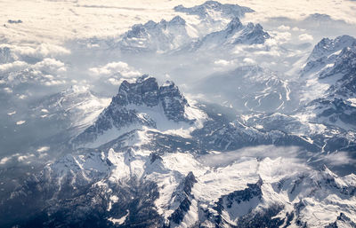 Aerial view of snowcapped mountains