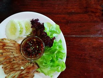 Close-up of meal served on table