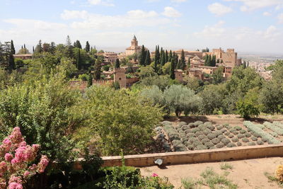 High angle view of townscape against sky