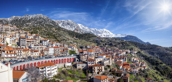 High angle view of townscape against sky