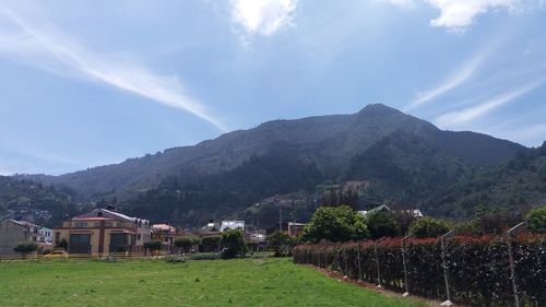 Scenic view of mountains against sky