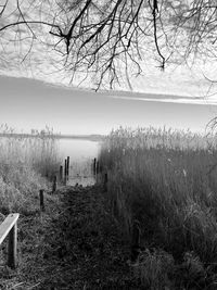 Scenic view of lake against sky