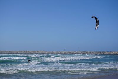 Scenic view of sea against clear sky