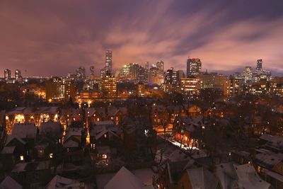 City lit up at night