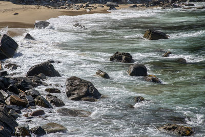 Scenic view of rocks in sea