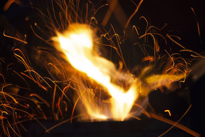 Close-up of fire at night