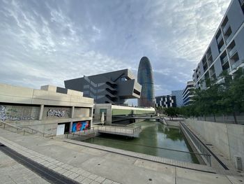 Modern buildings against sky in city