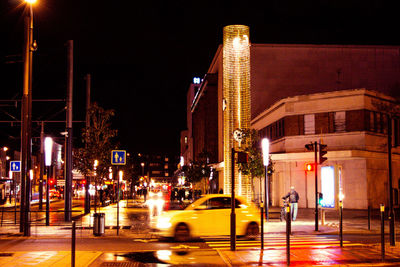 Light trails on street at night