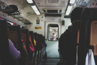 Passengers sitting in train