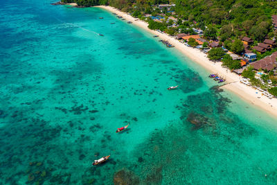 High angle view of people on beach