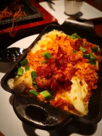 Close-up of served food in plate