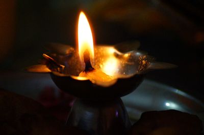 Close-up of burning candle