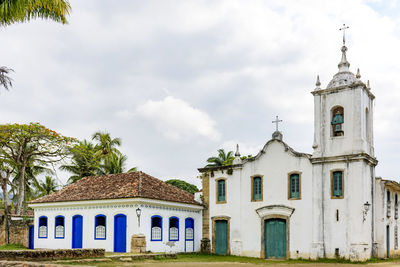 Front view of old historic church on paraty city