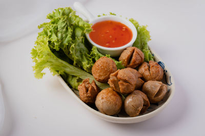 Close-up of meal served in plate