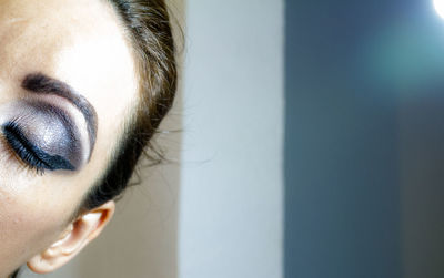 Close-up of woman with eyeshadow 