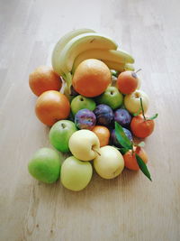 High angle view of fruits on table