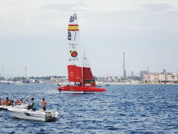 Ship in sea against sky