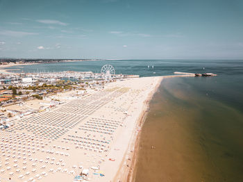 High angle view of beach against sky