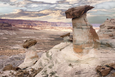 Rock formation on land against sky