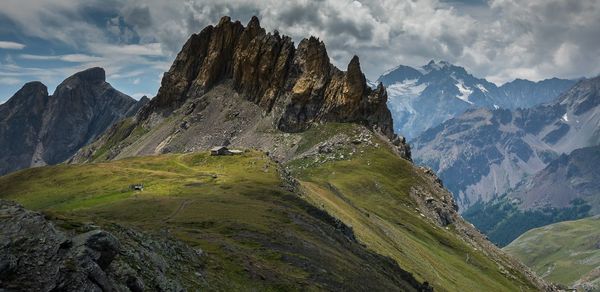 Scenic view of mountains against sky