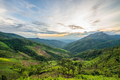 Scenic view of mountains against sky