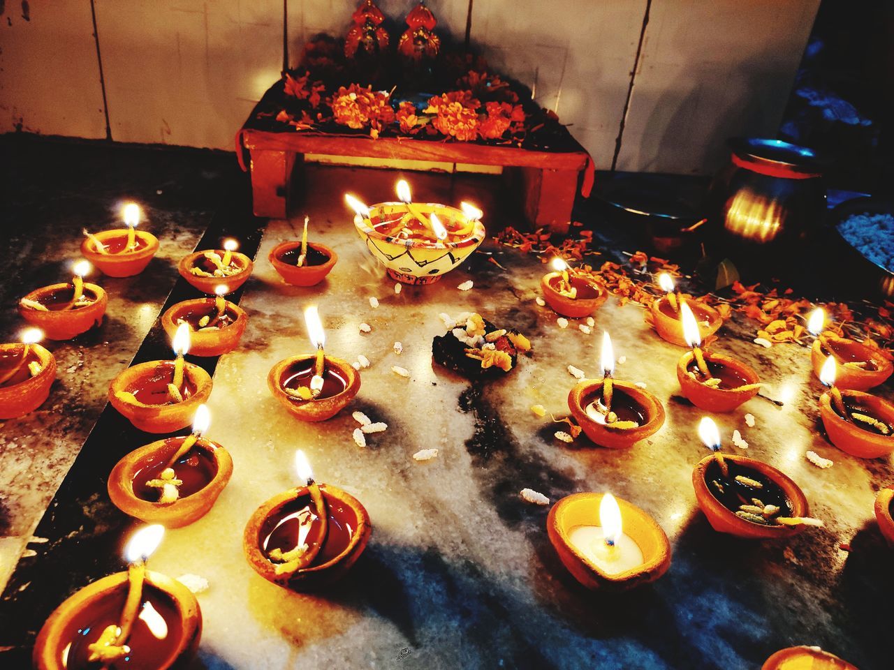 pooja Diwali Pooja Diwali Pooja Diya - Oil Lamp Illuminated Oil Lamp Flame Heat - Temperature Celebration Burning Spirituality Religion