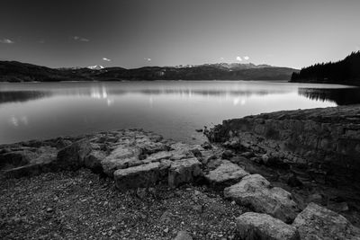 Scenic view of lake against sky