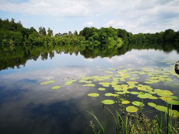 Scenic view of lake against sky