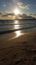 Scenic view of sunset over sea