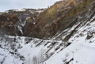 Winter in ushguli in the caucasus mountains in samegrelo-zemo svaneti region, georgia