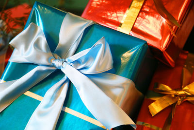 Close-up of christmas presents